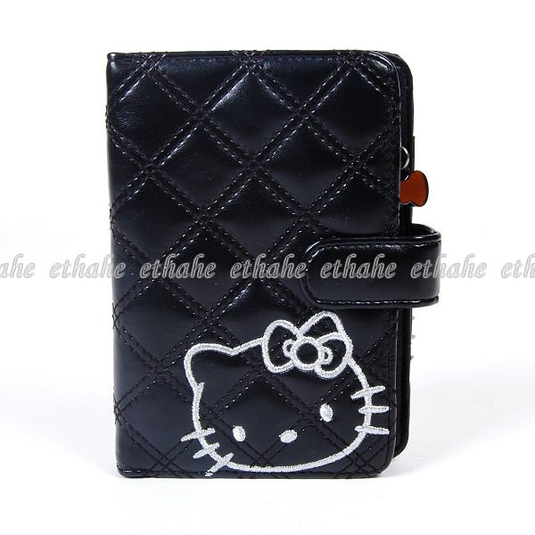 Hello Kitty Wallet Card Holder Purse Agenda Black 2E9M