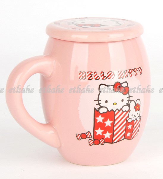 Hello Kitty Beer Water Cup Coffee Mug Lid Pink EAGKF8  